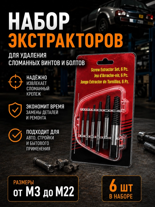 Набор экстракторов 6 шт - 