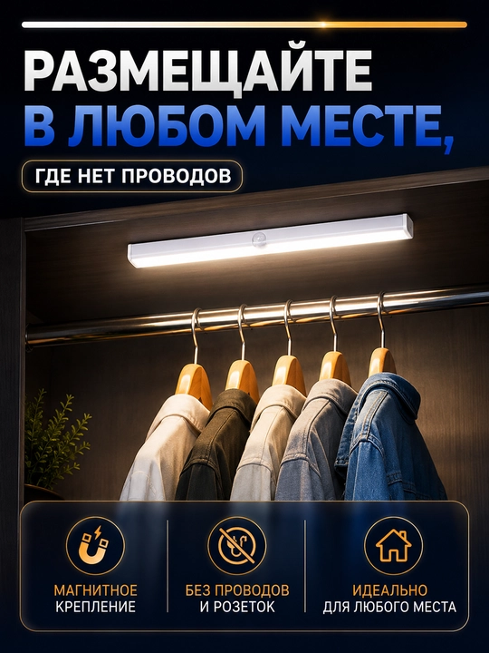 Harakat sensorli aqlli LED chiroq, 21/30/50 sm