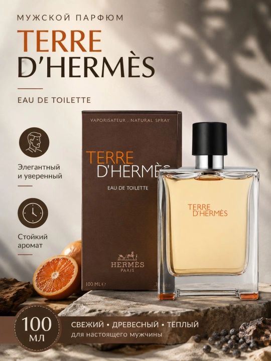 Erkaklar atiri Terre d’Hermès 100 ml Eau de Toilette yangi yog‘ochsimon hid - 
