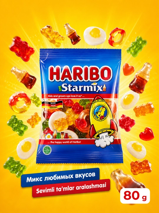 Marmelad Haribo Starmix chaynaladigan, 80 gr - 