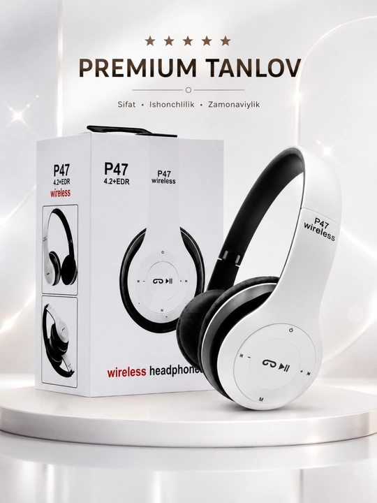 Беспроводные наушники P47 Bluetooth со стереозвуком, TF-картой, AUX и микрофоном - 
