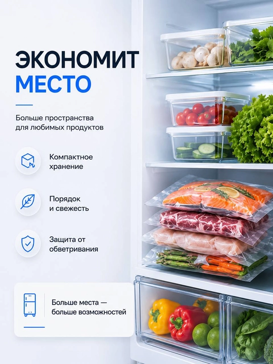 Рифлёные вакуумные пакеты в рулоне для вакууматора 12/20/25/28/32 sm × 5 m