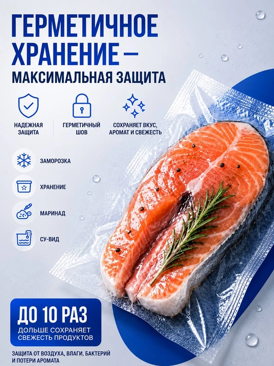 Рифлёные вакуумные пакеты в рулоне для вакууматора 12/20/25/28/32 sm × 5 m
