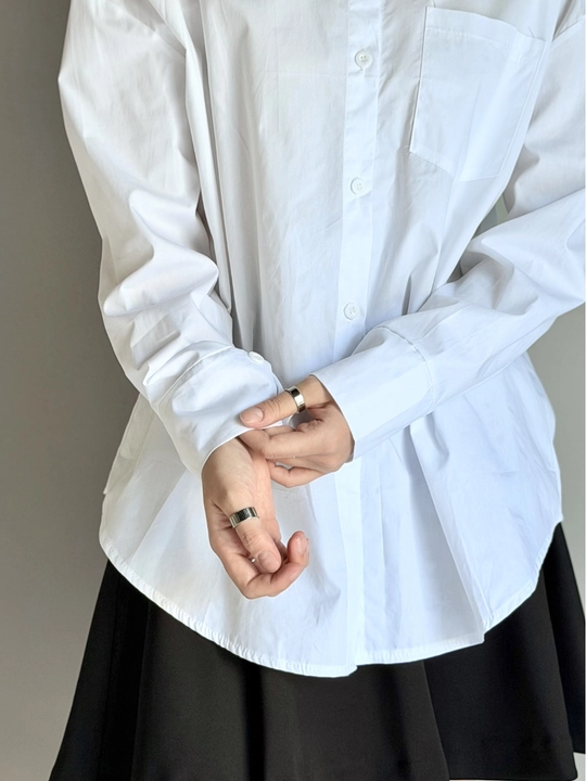 Женская белая рубашка Oversize с длинным рукавом