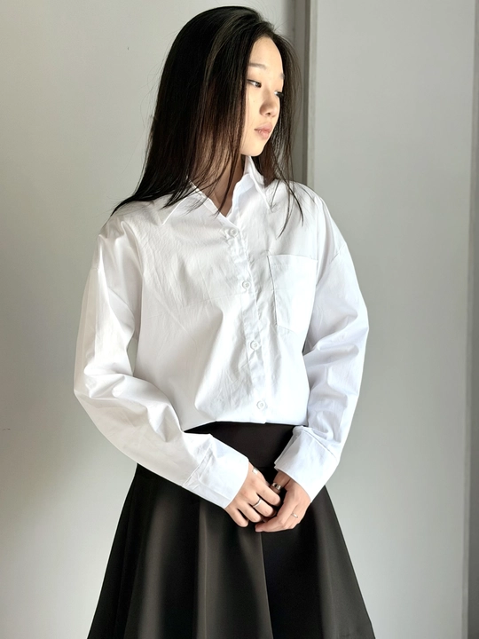 Женская белая рубашка Oversize с длинным рукавом