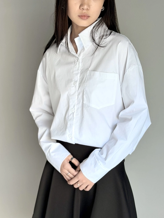 Женская белая рубашка Oversize с длинным рукавом