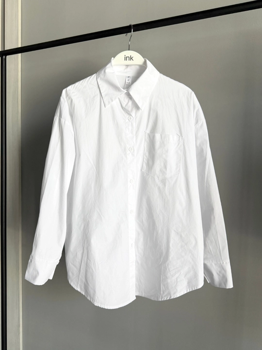 Женская белая рубашка Oversize с длинным рукавом