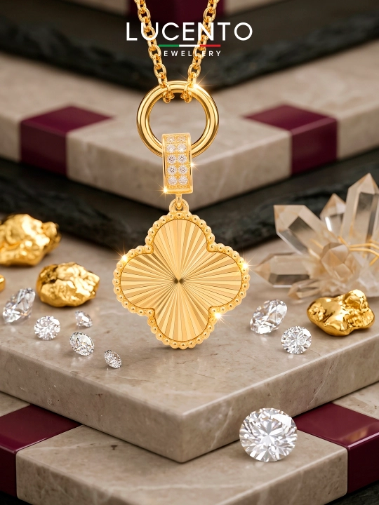 Золотая цепочка с кулоном LUCENTO JEWELLERY 585 пробы с фианитами, 8,4 г - 