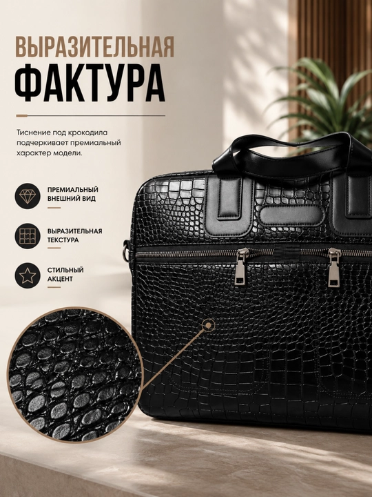 Сумка для ноутбука 15.6, 16" универсальная, экокожа, для работы, учебы и для документов