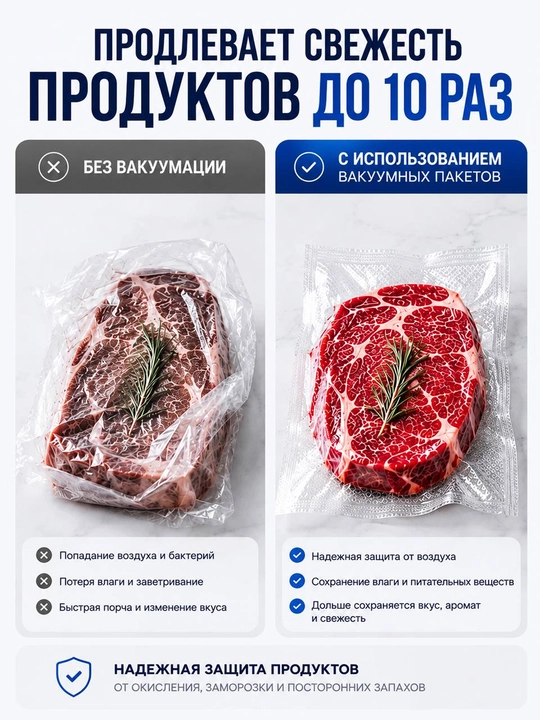 Рифлёные вакуумные пакеты в рулоне для вакууматора 12/20/25/28/32 sm × 5 m