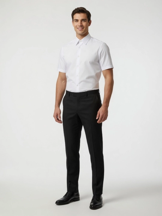 Erkaklar uchun qisqa yengli klassik oq ko‘ylak, Slim Fit, Xitoy