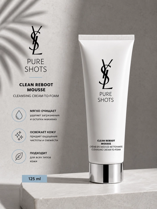 Очищающий крем-пенка для лица Yves Saint Laurent Pure Shots Clean Reboot Mousse 125 мл - 