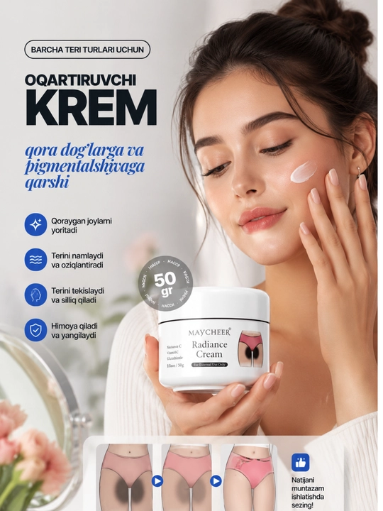 Yuz va tana uchun Maycheer Snow Bleach oqartiruvchi krem, 80 g - 