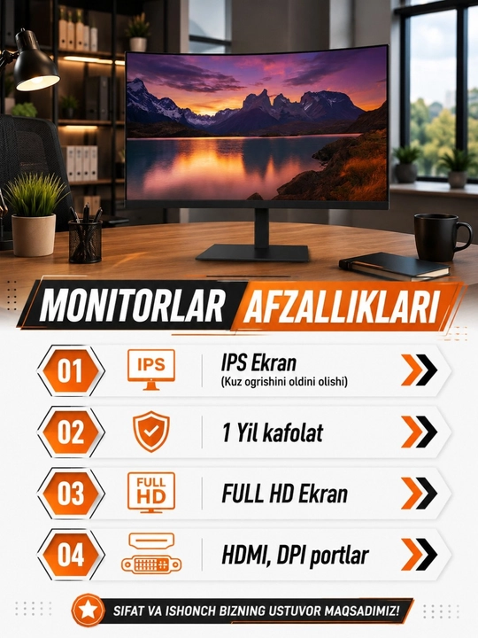 Kompyuter, korpus va monitor o‘yinlar va ofis uchun tayyor to‘plam DDR3 16 GB, SSD 512 GB