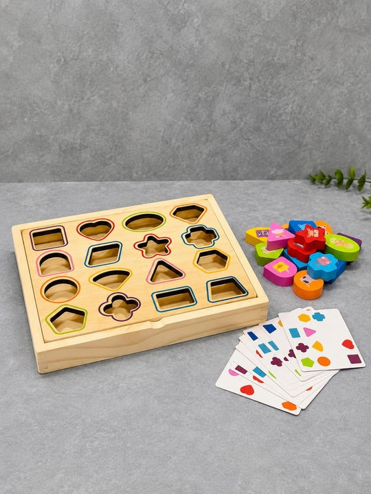 Yog'ochli sorter o'yinchoq, shakllarni moslashtirish o'yini, Montessori 2+ yosh
