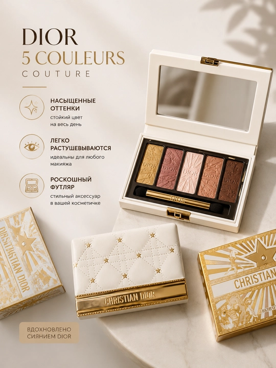 Dior Écrin Couture Iconic Eye Makeup ko'z soyalari palitrasi 5 rang - 