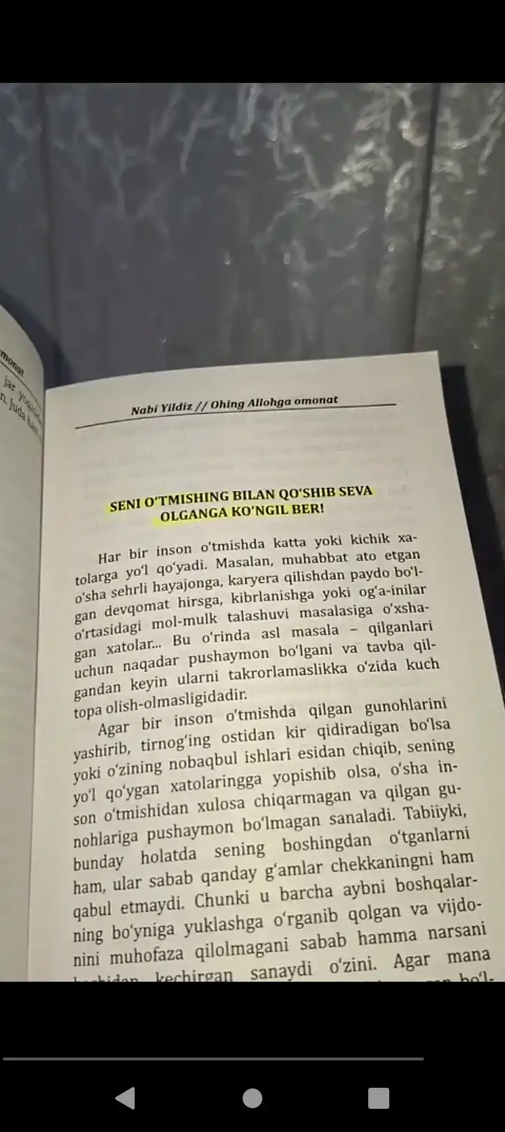 Ohing Allohga omonat, Nabi Yildiz