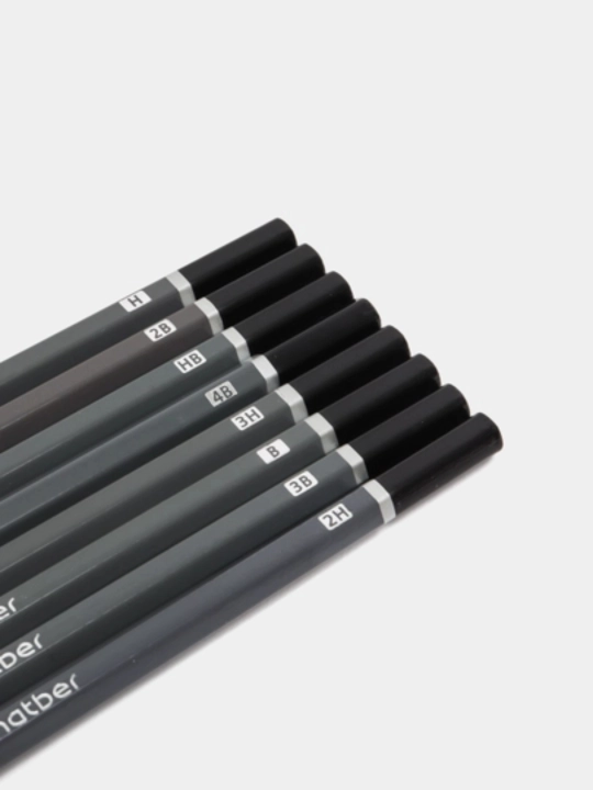 Hatber grafit qalamlar to‘plami, 8 dona,(3H, 2H, H, HB, B, 2B, 3B, 4B)