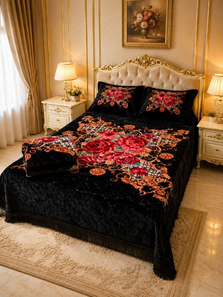 Super satin choyshab to‘plami, 2 kishilik, choyshab, 2 ta yostiq, 100% paxta - 