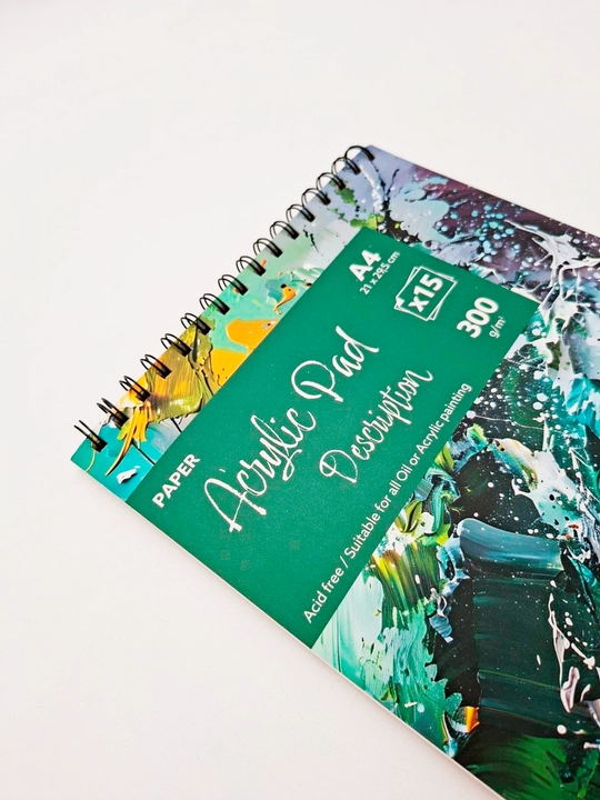 Скетчбук для акварели A4 – 15 листов, 300 г/м², на спирали, Acrylic Pad, Watercolor Pad