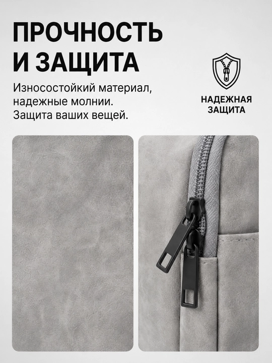 Премиальная сумка для ноутбука 15.6", водоотталкивающая, экозамша