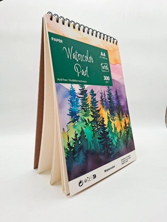 Скетчбук для акварели A4 – 15 листов, 300 г/м², на спирали, Acrylic Pad, Watercolor Pad