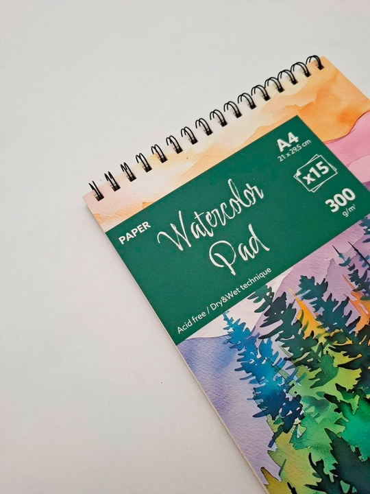 Скетчбук для акварели A4 – 15 листов, 300 г/м², на спирали, Acrylic Pad, Watercolor Pad