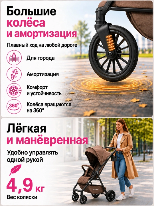 Детская коляска – лёгкая, с корзиной, от 0 до 3 лет