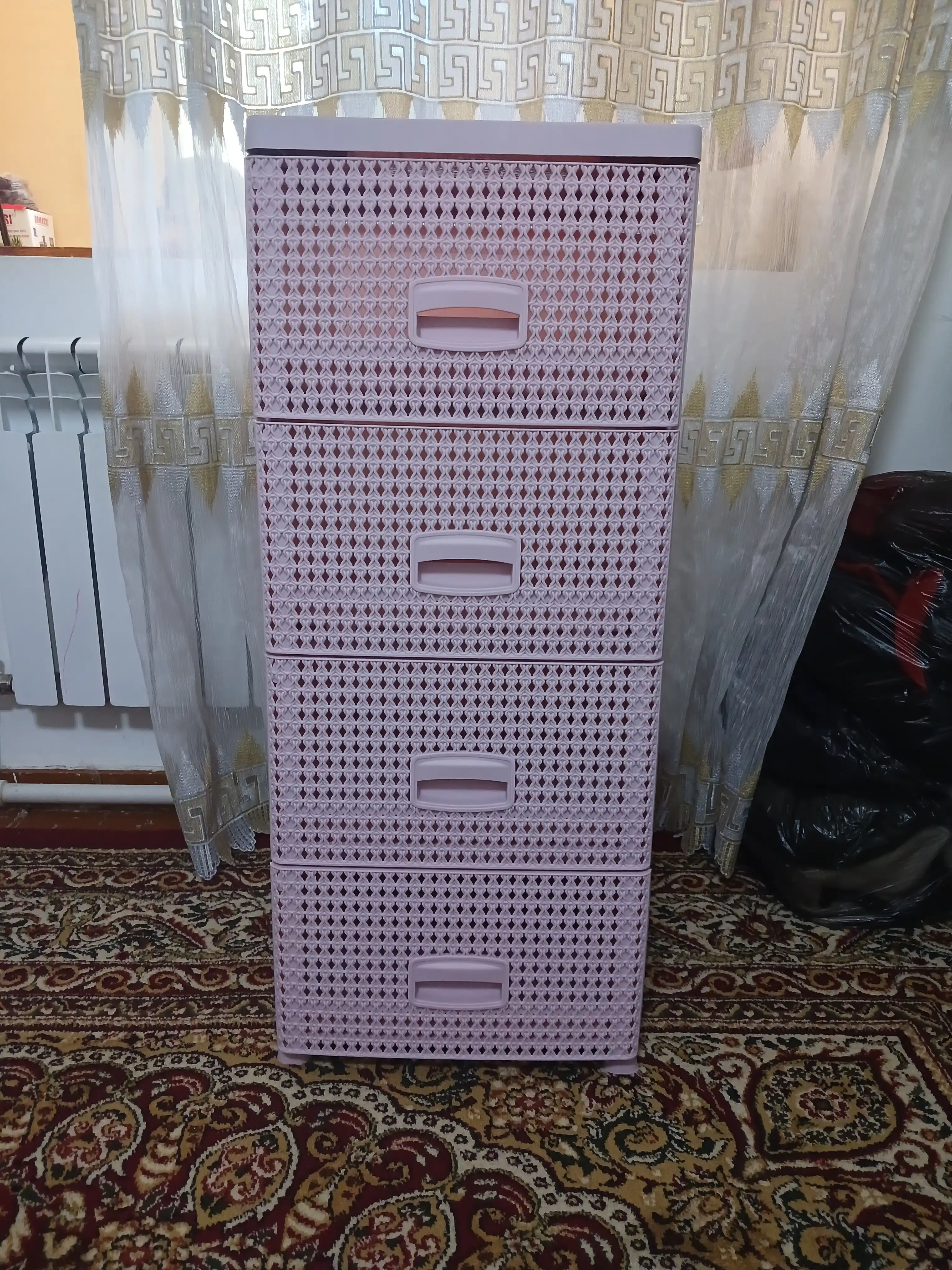 Plastik komod 3, 4 bo‘limli, universal saqlash qutisi, uy uchun organayzer