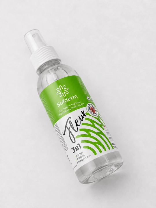 Sofderm Fleur 3in1 antiseptik parfyumer spreyi qo‘l, havo va yuzalar uchun