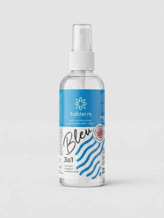Sofderm Bleu 3in1 antiseptik parfyumer spreyi qo‘l, havo va yuzalar uchun