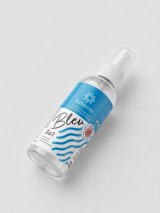 Sofderm Bleu 3in1 antiseptik parfyumer spreyi qo‘l, havo va yuzalar uchun