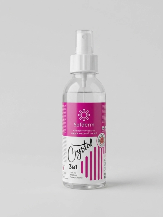 Sofderm Crystal qo‘l, havo va yuzalar uchun antiseptik spreyi
