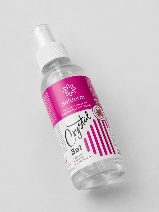 Sofderm Crystal qo‘l, havo va yuzalar uchun antiseptik spreyi