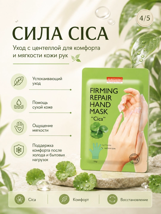 Маска-перчатки для рук 1 пара, питание, увлажнение и восстановление