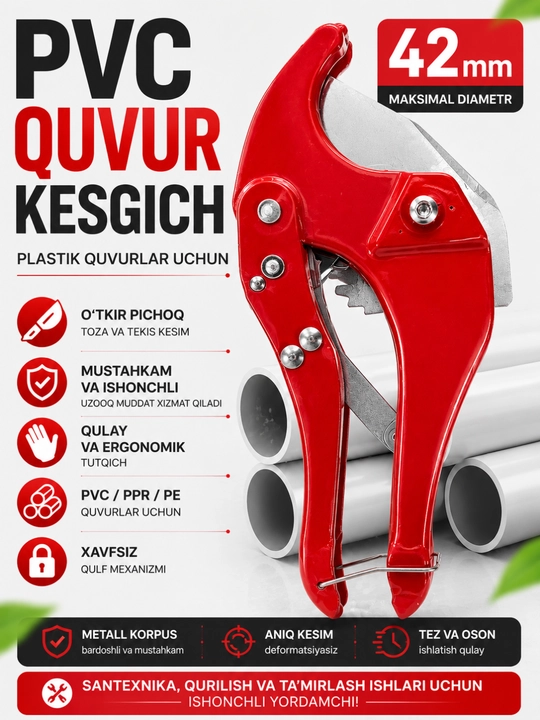 Plastik quvurlarini payvandlash uchun santexnik dazmol, utuk santexnik