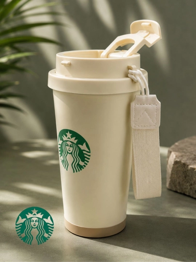 Термокружка Starbucks, из нержавеющей стали, с широким ремешком, 480 мл — WILDTRA-XBKBWB-БЕЛЫЙ