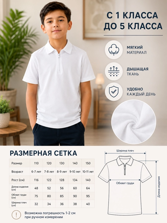 Финка, поло для мальчика, для школы, рубашка для школа. школьная форма. белый воротник