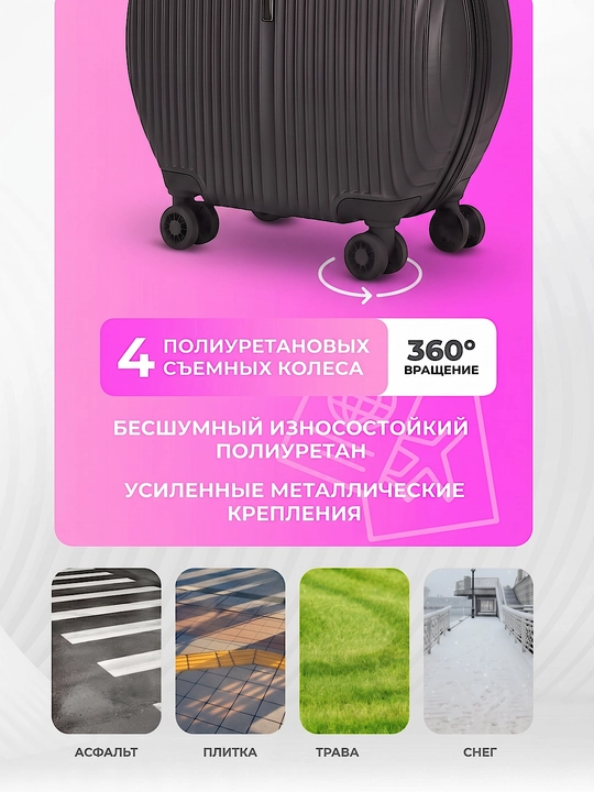 Sayohat chamadoni, noyob dizayn, ABS-plastikdan tayyorlangan, o‘lchami M 51x41x25 sm