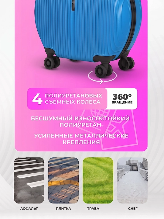 Sayohat chamadoni, noyob dizayn, ABS-plastikdan tayyorlangan, o‘lchami M 51x41x25 sm