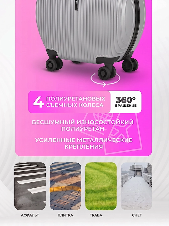 Sayohat chamadoni, noyob dizayn, ABS-plastikdan tayyorlangan, o‘lchami M 51x41x25 sm