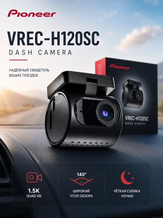 Videoregistrator, PIONEER VREC-H120SC 120° ko‘rish burchagi, 128 GB gacha - 