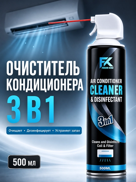 Frozen King konditsioner tozalagichi 3 tasi 1 da, dezinfeksiyalovchi sprey, 500 ml - 