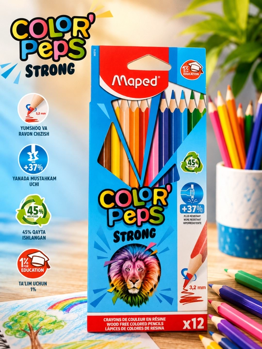 Maped Color Peps Strong цветные карандаши 12 цветов мягкие карандаши