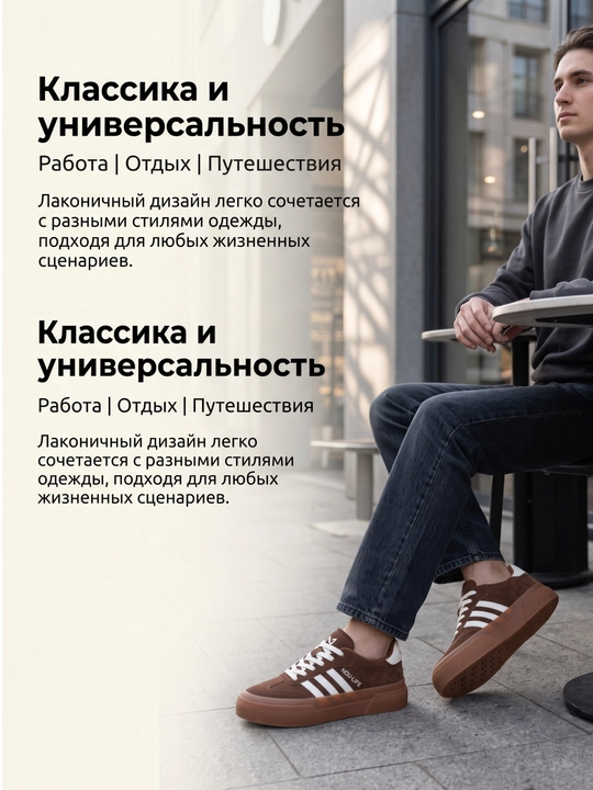 Кроссовки NDU-Life мужские, коричневые, замшевые, в стиле ретро