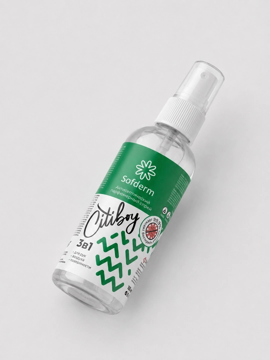 Sofderm Citiboy 3 tasi 1 da antiseptik parfyumeriyali sprey, qo‘llar, havo va yuzalar uchun
