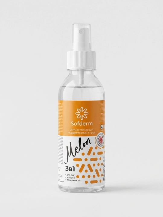 Sofderm Melon 3in1 antiseptik parfyumeriya spreyi qoʻl, havo va yuzalar uchun