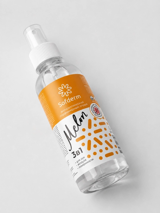 Sofderm Melon 3in1 antiseptik parfyumeriya spreyi qoʻl, havo va yuzalar uchun
