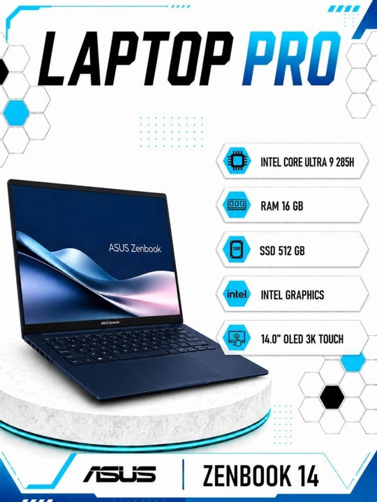 Ноутбук ASUS Zenbook 14 Intel® Core™ Ultra 9 285H RAM 16GB SSD 512GB 14.0″OLED 3K Touch - 