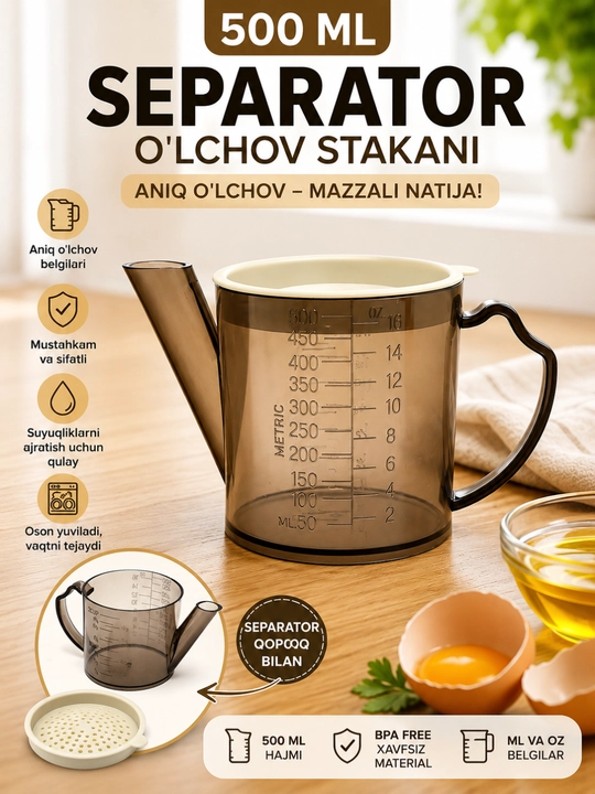 Separator, o‘lchov stakani, 500 ml